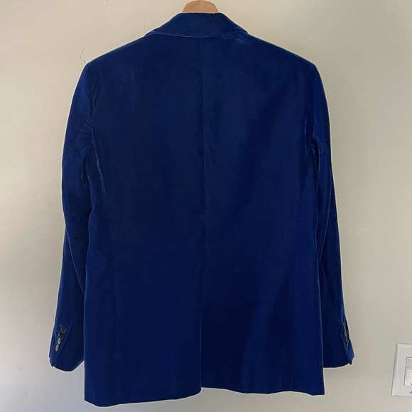 Zara Blue Velvet Jacket Blazer, Size L - Picture 4 of 13